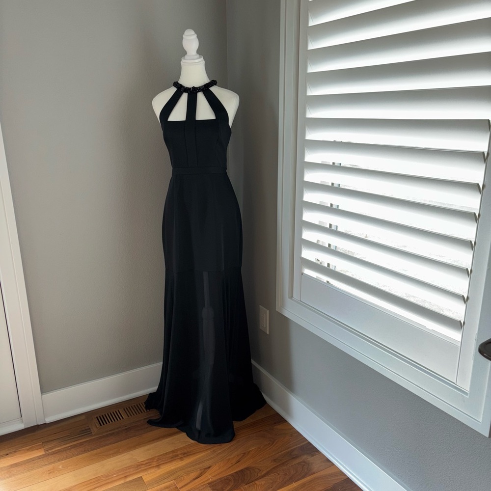 BCBGMaxAzria Black Halter Maxi Gown for Cocktail